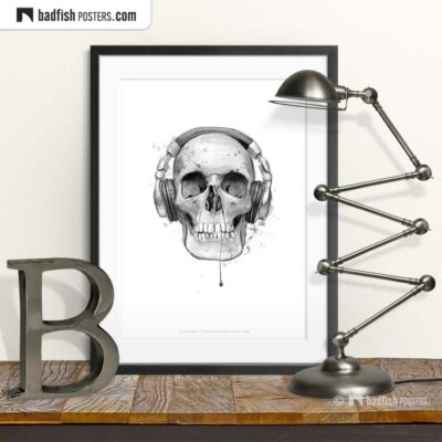 Skull With Headphones | Art Poster | © BadFishPosters.com