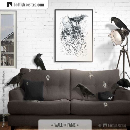 Alfred Hitchcock | Hitch with Crow | Art Poster | Gallery Image | © BadFishPosters.com