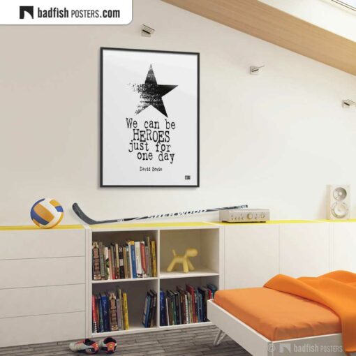 David Bowie | Heroes | Typographic Poster | Gallery Image | © BadFishPosters.com