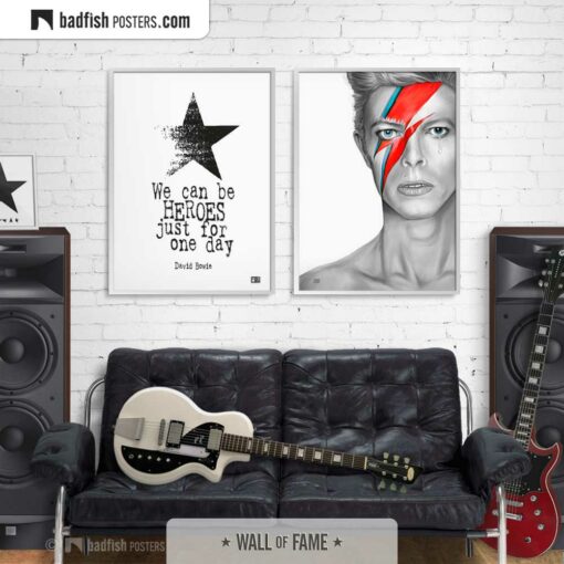 David Bowie | Heroes | Typographic Poster | Gallery Image | © BadFishPosters.com