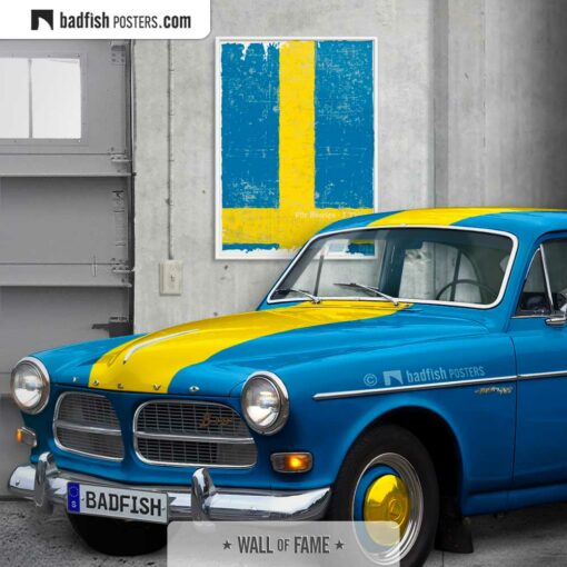 Flag Of Sweden | Art Poster | Gallery Image | © BadFishPosters.com