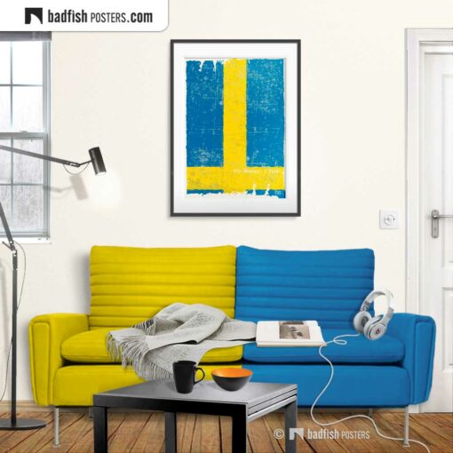 Flag Of Sweden | Art Poster | Gallery Image | © BadFishPosters.com