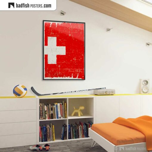 Flag Of Switzerland | Art Poster | Gallery Image | © BadFishPosters.com