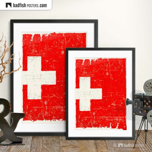 Flag Of Switzerland | Art Poster | Gallery Image | © BadFishPosters.com