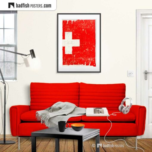 Flag Of Switzerland | Art Poster | Gallery Image | © BadFishPosters.com