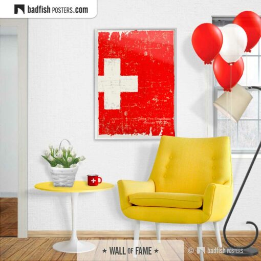 Flag Of Switzerland | Art Poster | Gallery Image | © BadFishPosters.com