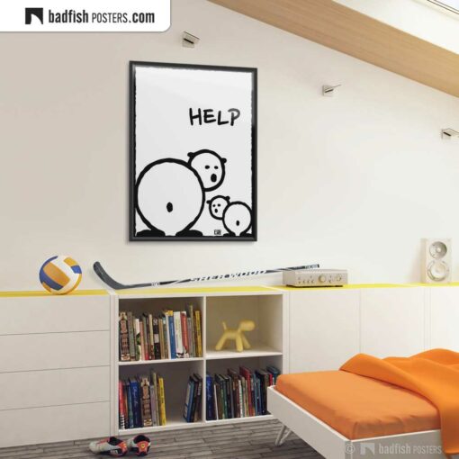 Help | Polar Bears | Comic Style Poster | Gallery Image | © BadFishPosters.com