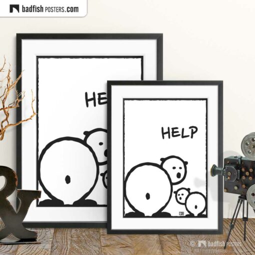 Help | Polar Bears | Comic Style Poster | Gallery Image | © BadFishPosters.com