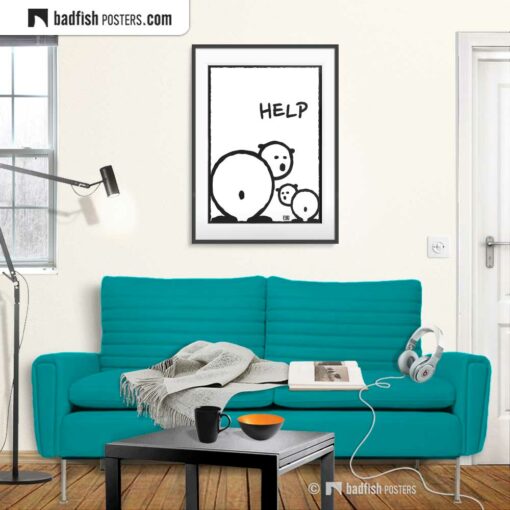 Help | Polar Bears | Comic Style Poster | Gallery Image | © BadFishPosters.com