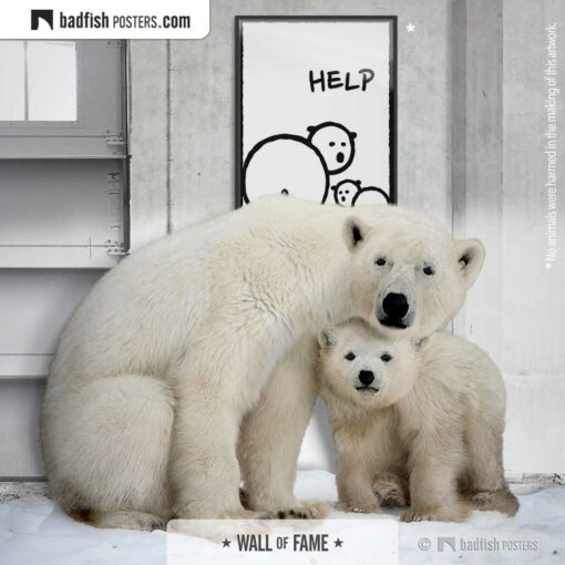 Help | Polar Bears | Comic Style Poster | Gallery Image | © BadFishPosters.com