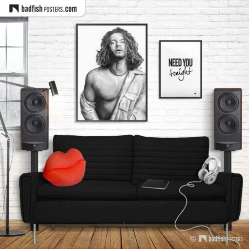 Michael Hutchence And Need You Tonight | Set of 2 - Art Poster And Typographic Poster | Gallery Image | © BadFishPosters.com