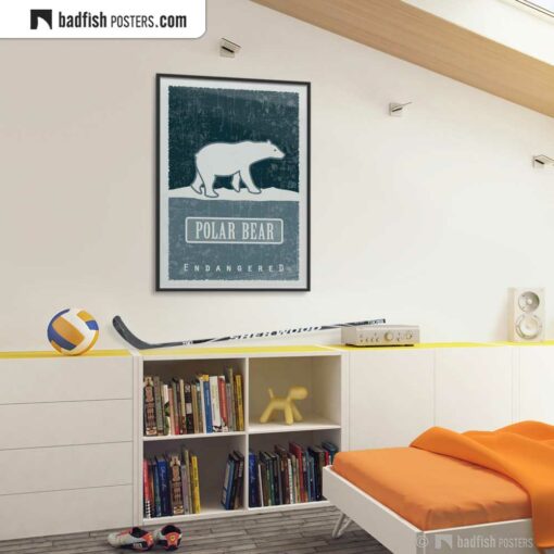 Polar Bear | Endangered | Graphic Poster | Gallery Image | © BadFishPosters.com