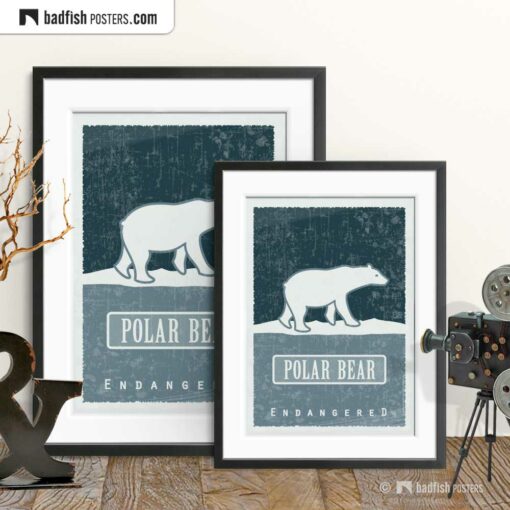 Polar Bear | Endangered | Graphic Poster | Gallery Image | © BadFishPosters.com
