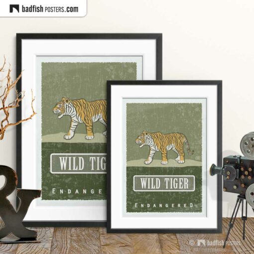 Wild Tiger | Endangered | Graphic Poster | Gallery Image | © BadFishPosters.com