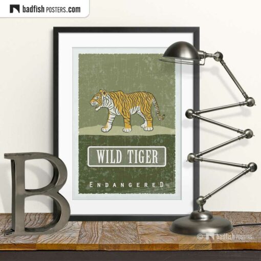 Wild Tiger | Endangered | Graphic Poster | © BadFishPosters.com