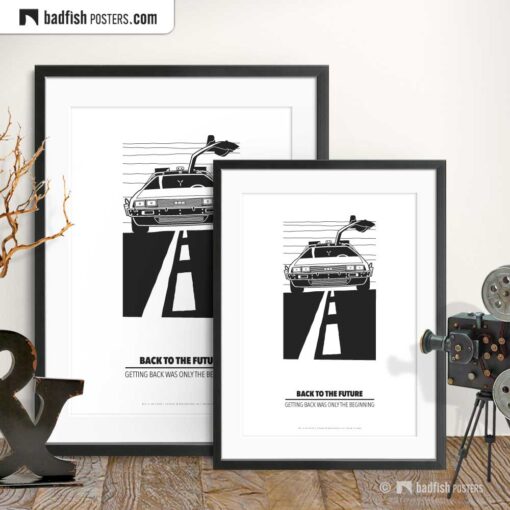 Back To The Future | DeLorean | Minimal Movie Poster | Gallery Image | © BadFishPosters.com