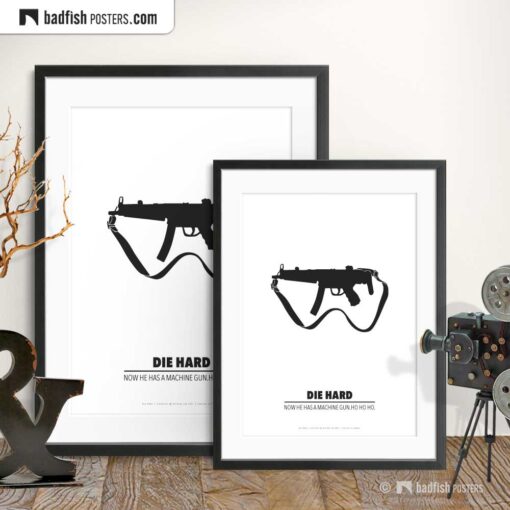 Die Hard | Ho Ho Ho | Machine Gun | Minimal Movie Poster | Gallery Image | © BadFishPosters.com