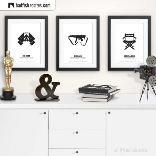Die Hard | Ho Ho Ho | Machine Gun | Minimal Movie Poster | Gallery Image | © BadFishPosters.com