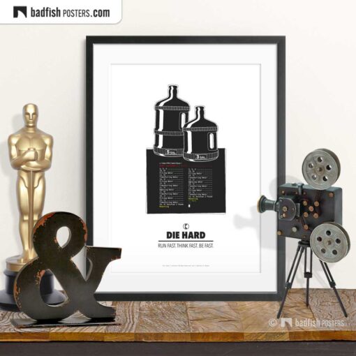 Die Hard | Water Jug Riddle | Minimal Movie Poster | © BadFishPosters.com