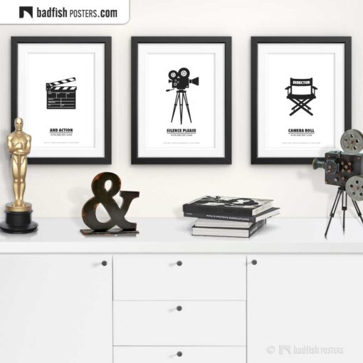 Movie Camera | Minimal Movie Poster | Gallery Image | © BadFishPosters.com