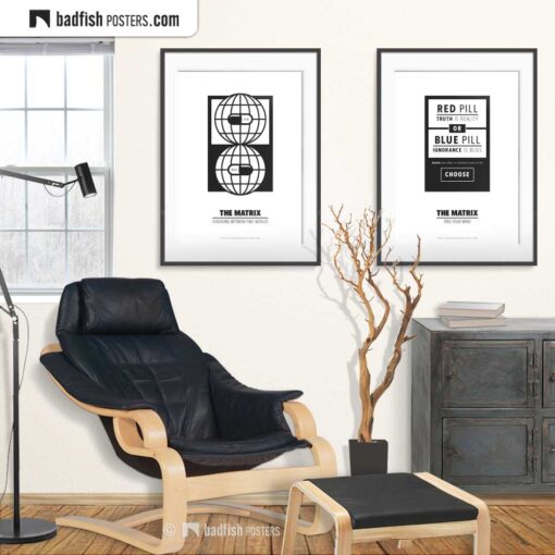 The Matrix | Choosing Between Two Worlds | Minimal Movie Poster | Gallery Image | © BadFishPosters.com